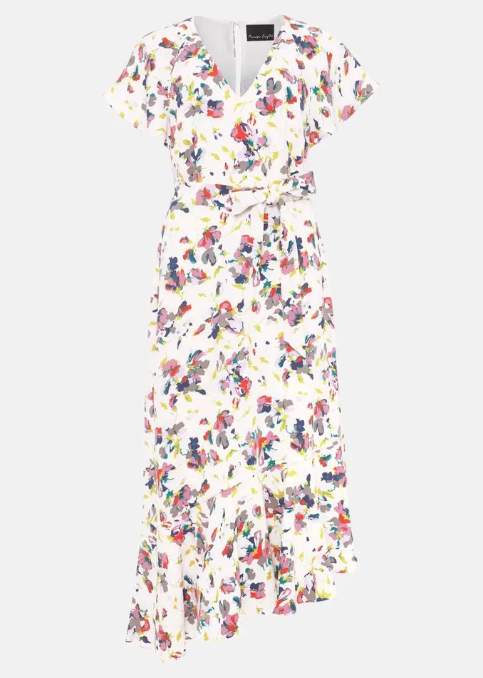 Phase Eight Dresses Lorel Floral Asymmetric Hem Dress Ivorymulti 8211 Women