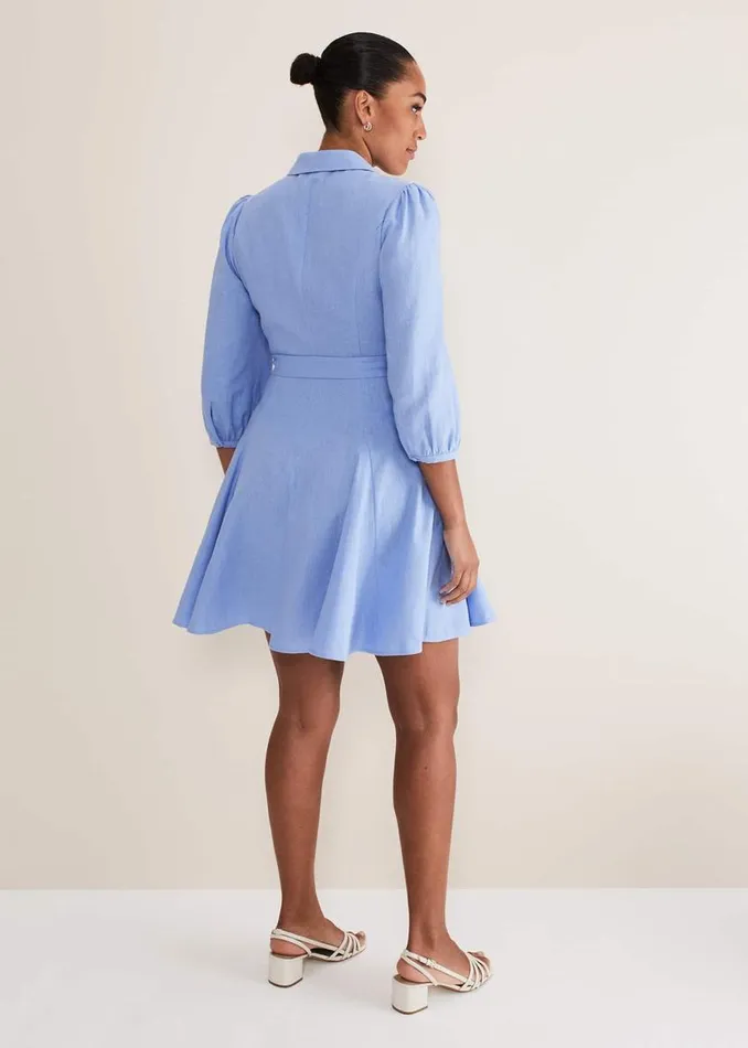 Phase Eight Dresses Lucie Linen Shirt Dress Pale Blue 8211 Women