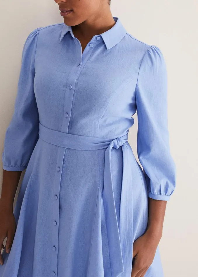 Phase Eight Dresses Lucie Linen Shirt Dress Pale Blue 8211 Women
