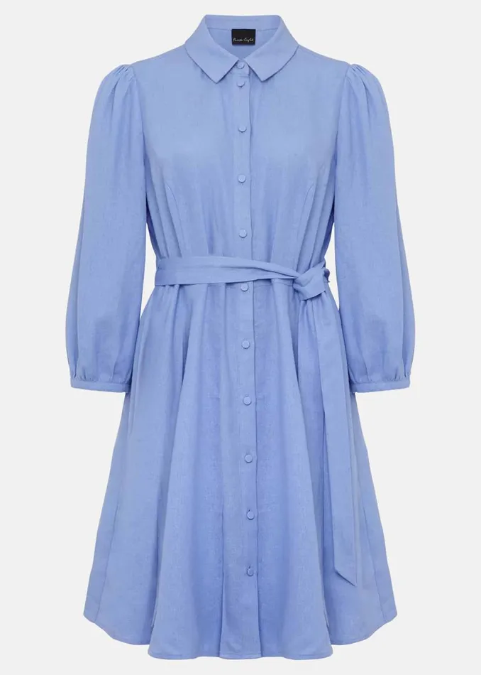 Phase Eight Dresses Lucie Linen Shirt Dress Pale Blue 8211 Women