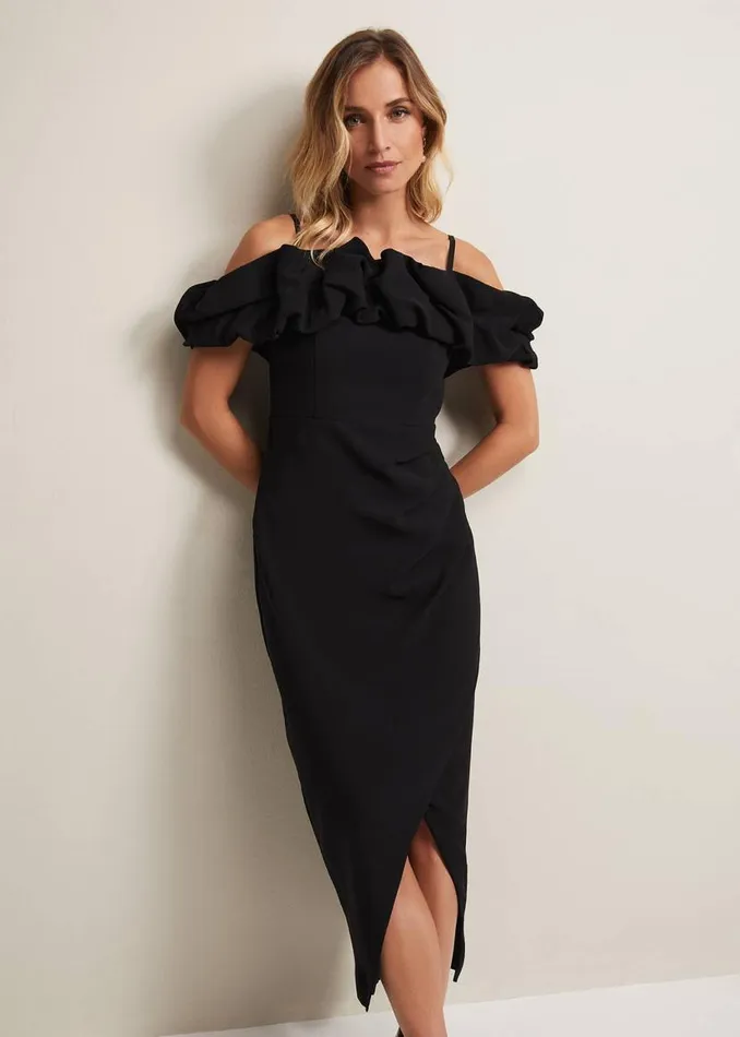 Phase Eight Dresses Mallory Black Off The Shoulder Maxi Dress Black 8211 Women