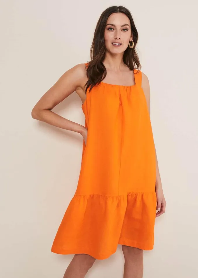 Phase Eight Dresses Mandy Linen Swing Dress Orange 8211 Women