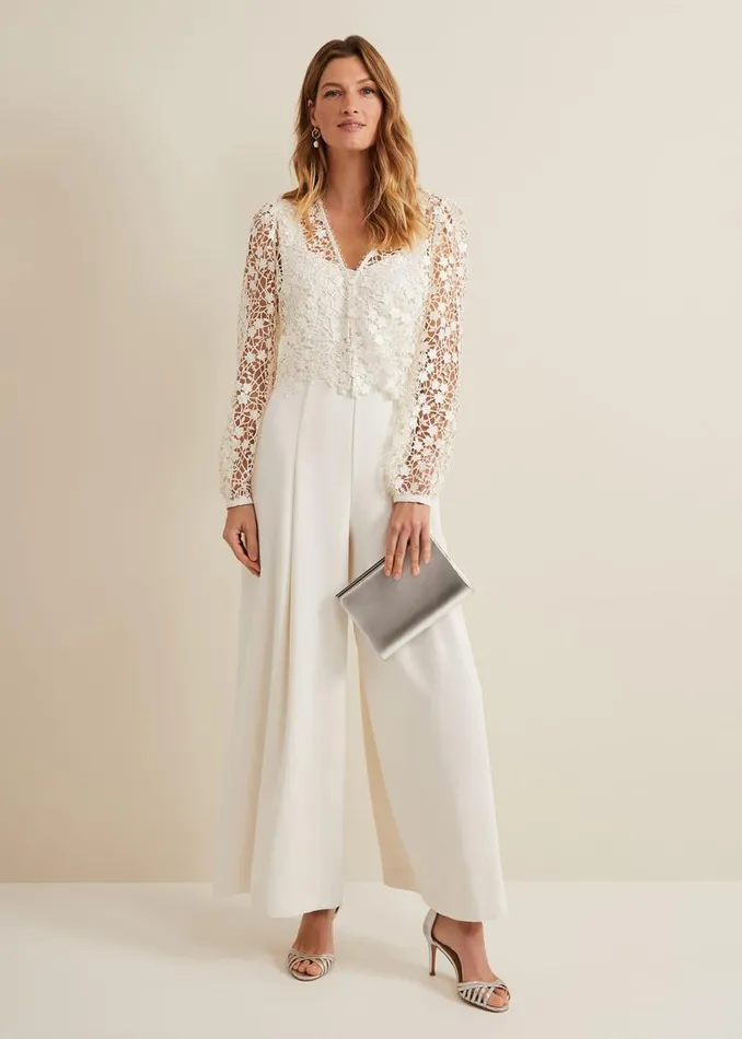 Phase Eight Dresses Mariposa Cream Lace Jumpsuit Cream 8211 Women