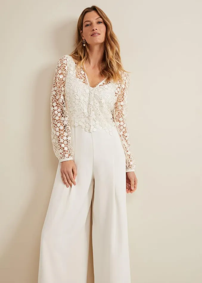 Phase Eight Dresses Mariposa Cream Lace Jumpsuit Cream 8211 Women