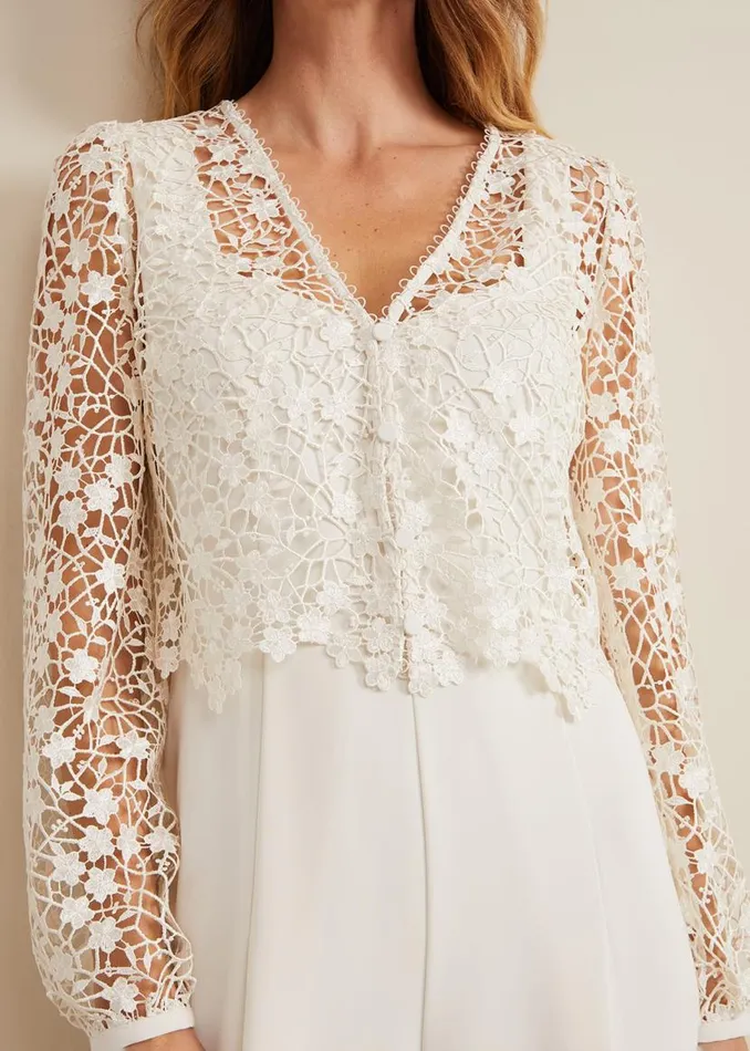 Phase Eight Dresses Mariposa Cream Lace Jumpsuit Cream 8211 Women