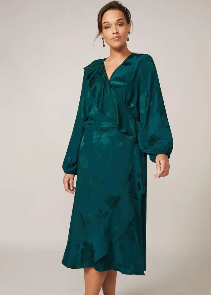 Phase Eight Dresses Natalya Jacquard Wrap Dress Jade 8211 Women