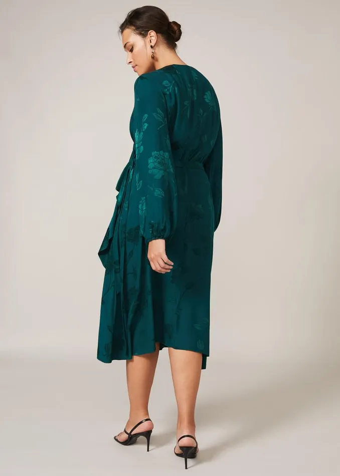 Phase Eight Dresses Natalya Jacquard Wrap Dress Jade 8211 Women
