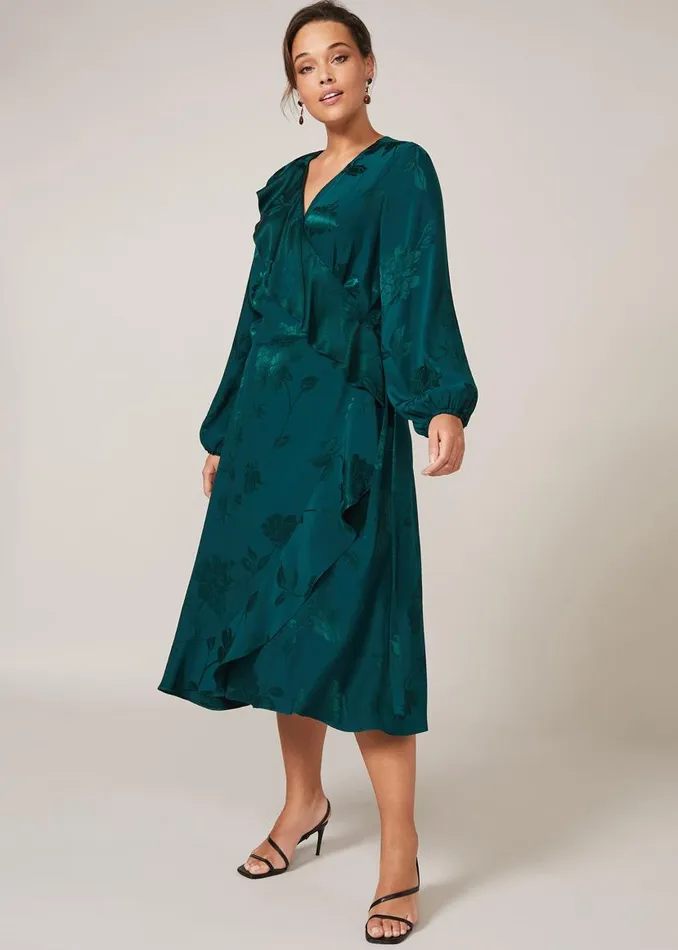 Phase Eight Dresses Natalya Jacquard Wrap Dress Jade 8211 Women