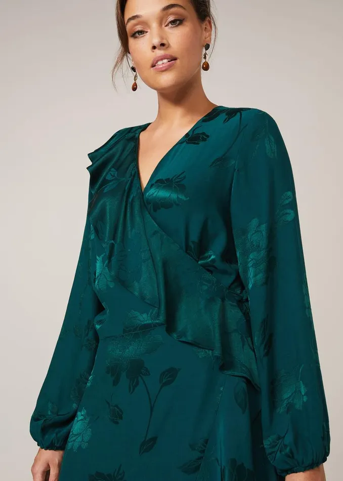 Phase Eight Dresses Natalya Jacquard Wrap Dress Jade 8211 Women