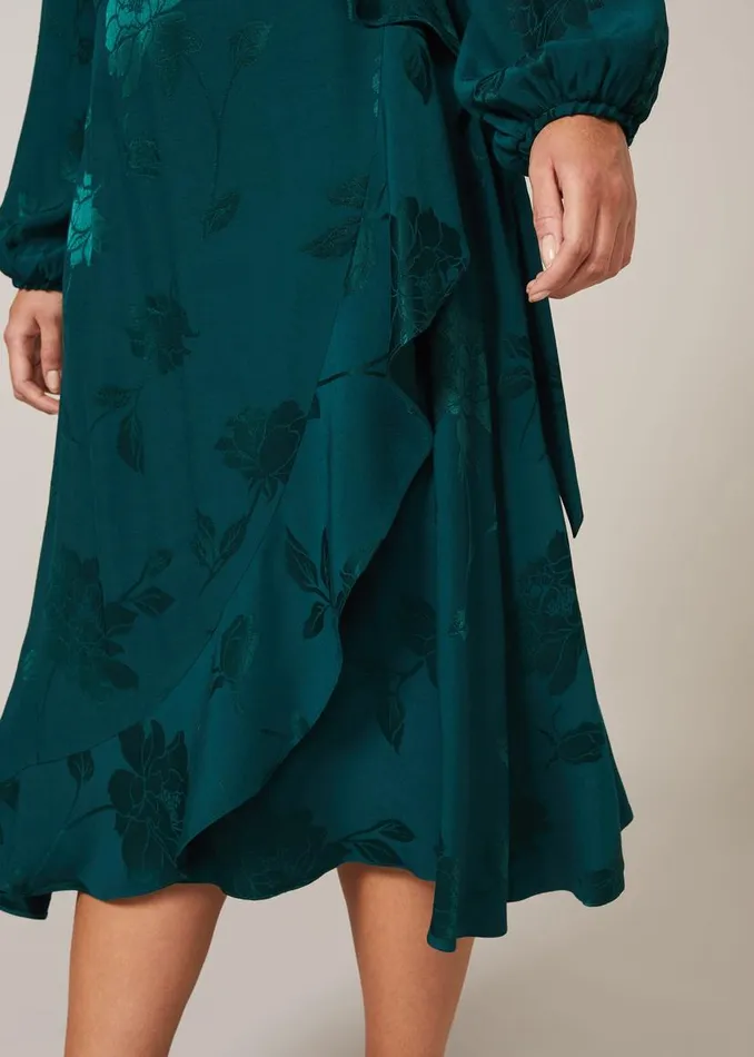Phase Eight Dresses Natalya Jacquard Wrap Dress Jade 8211 Women