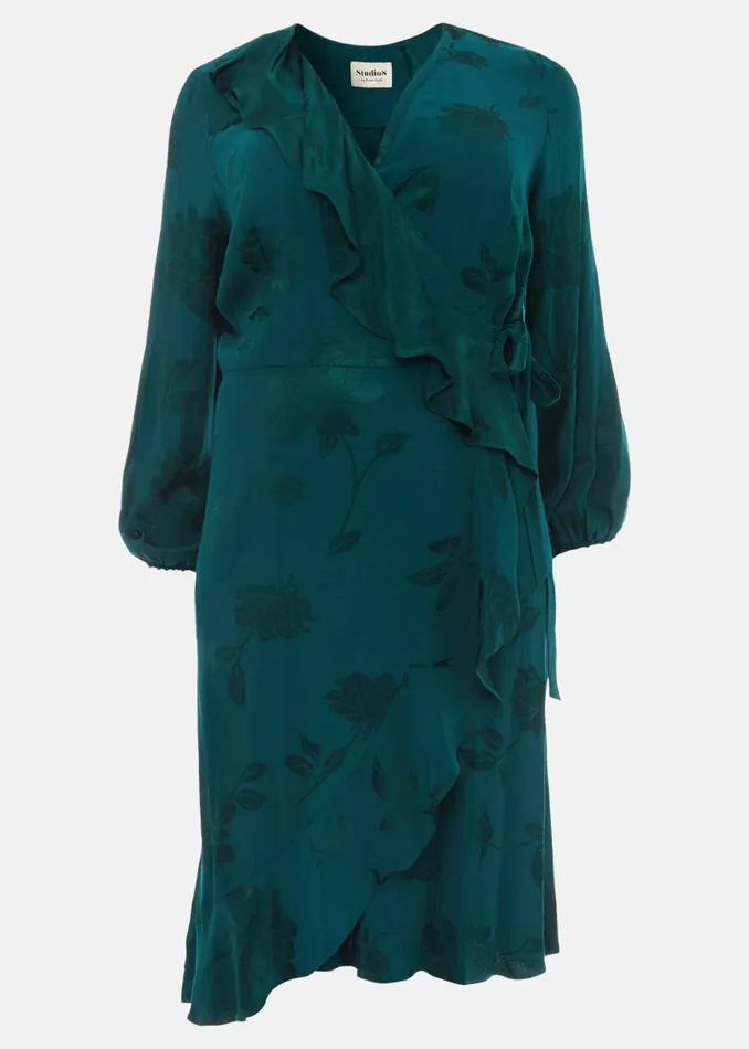 Phase Eight Dresses Natalya Jacquard Wrap Dress Jade 8211 Women
