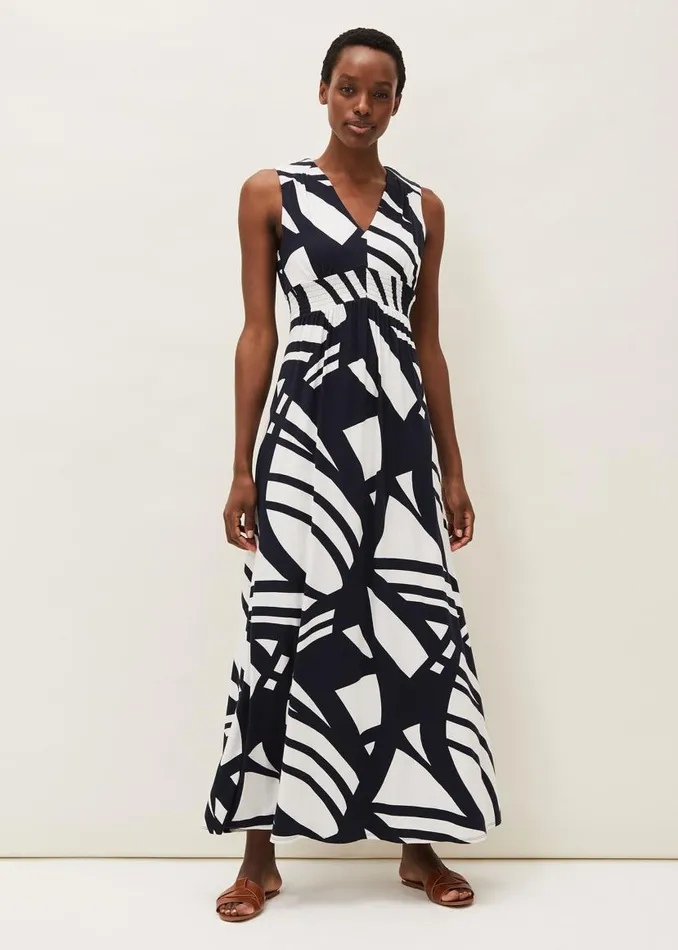 Phase Eight Dresses Ostia Abstract Stripe Maxi Dress Navywhite 8211 Women