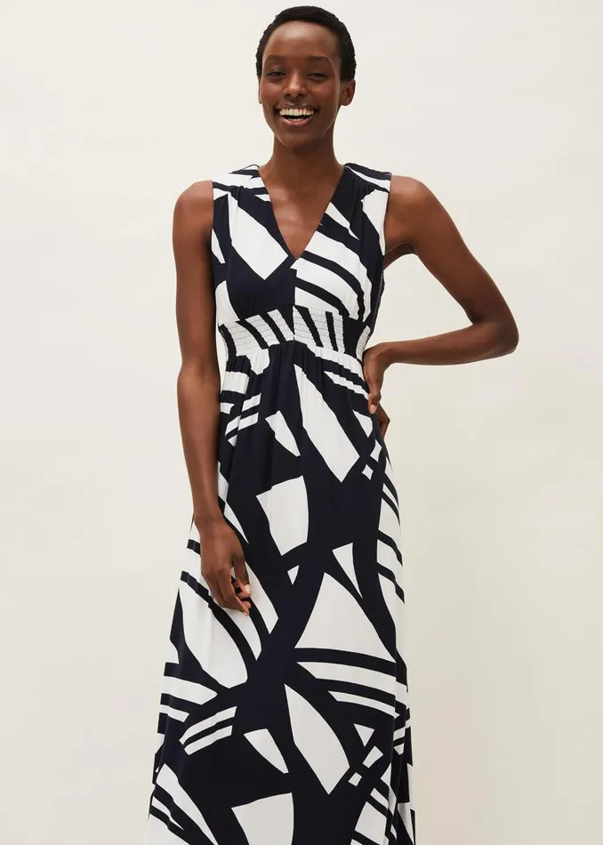 Phase Eight Dresses Ostia Abstract Stripe Maxi Dress Navywhite 8211 Women