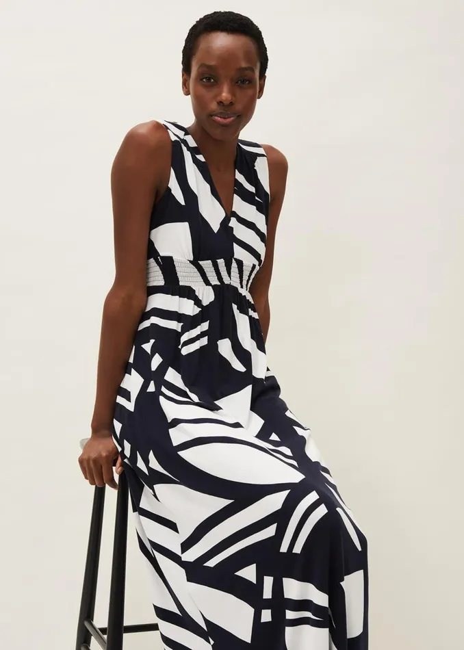 Phase Eight Dresses Ostia Abstract Stripe Maxi Dress Navywhite 8211 Women