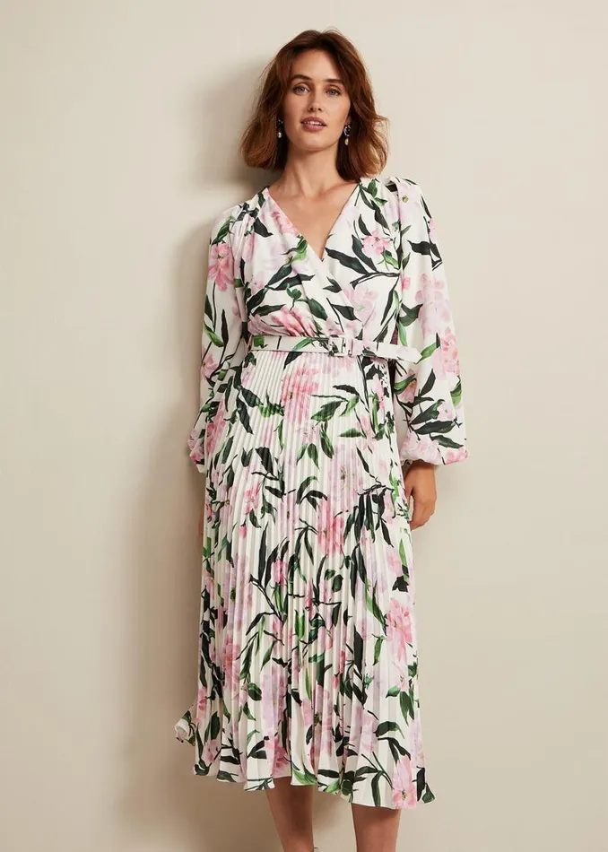 Phase Eight Dresses Penny Floral Pleat Midi Dress Multicoloured 8211 Women