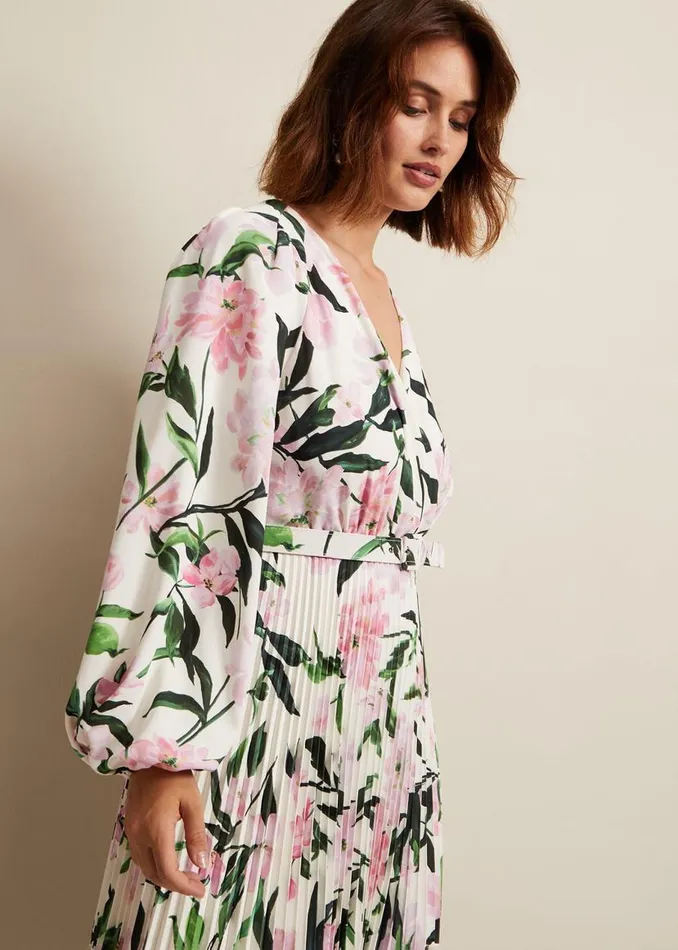 Phase Eight Dresses Penny Floral Pleat Midi Dress Multicoloured 8211 Women