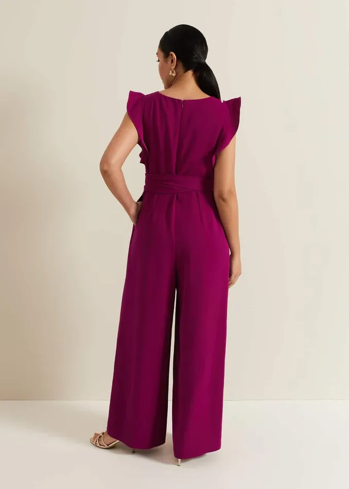 Phase Eight Dresses Petite Ayla Ruffle Jumpsuit Magenta 8211 Women