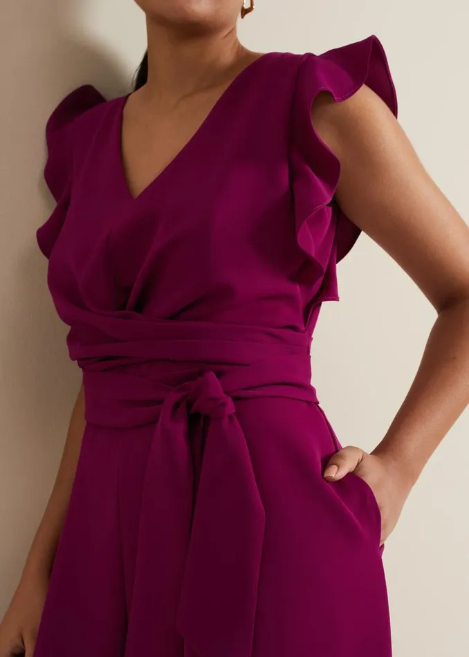 Phase Eight Dresses Petite Ayla Ruffle Jumpsuit Magenta 8211 Women