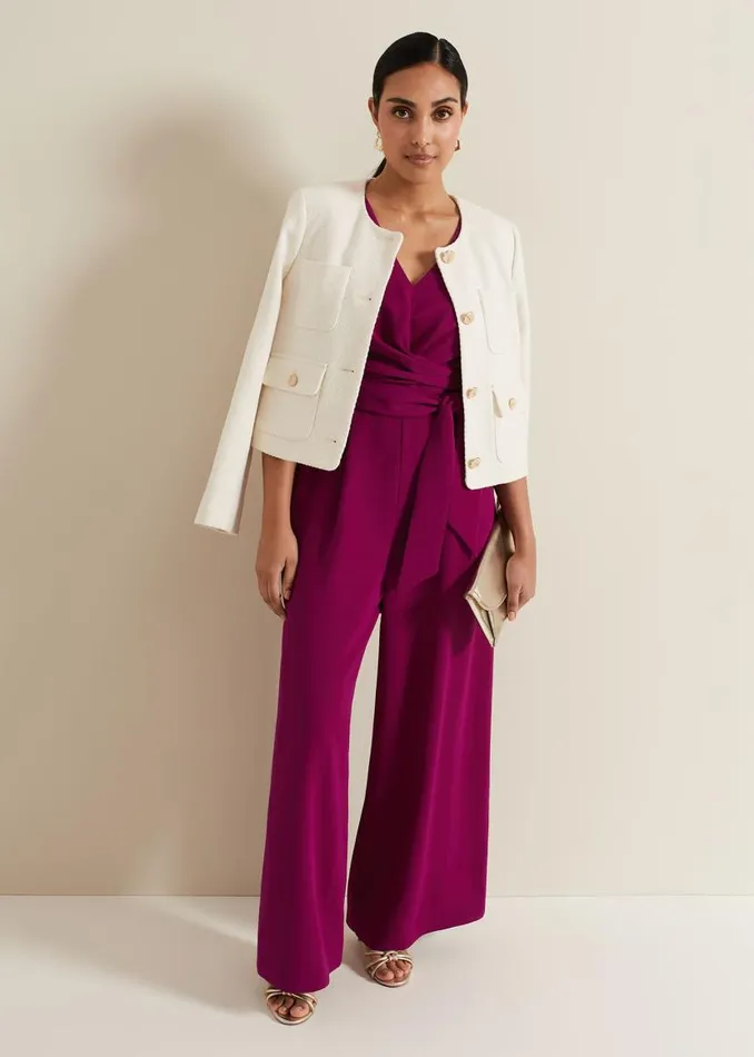 Phase Eight Dresses Petite Ayla Ruffle Jumpsuit Magenta 8211 Women