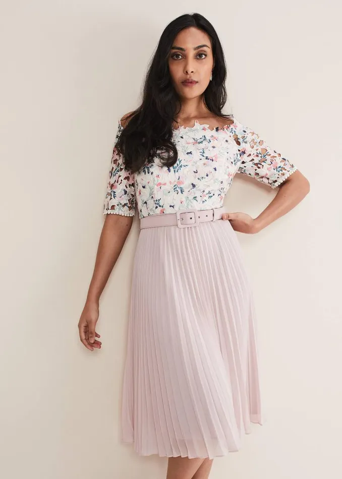 Phase Eight Dresses Petite Franky Lace Bardot Dress Buttermilkmulti 8211 Women