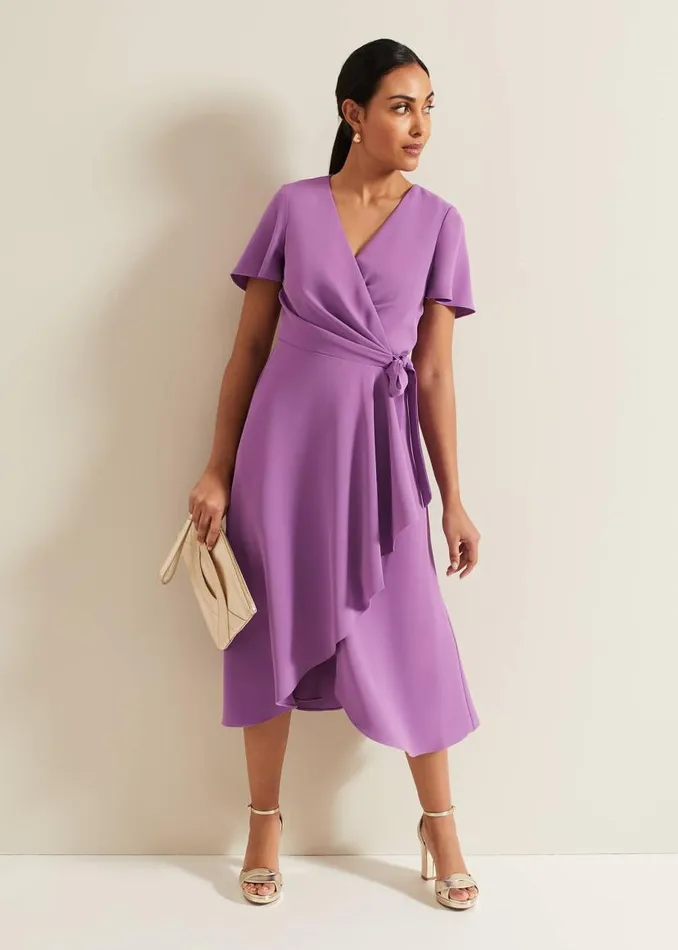 Phase Eight Dresses Petite Julissa Frill Wrap Dress Purple 8211 Women