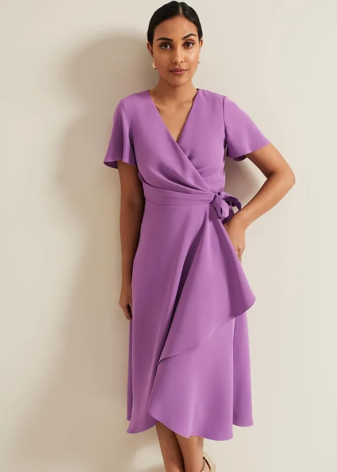 Phase Eight Dresses Petite Julissa Frill Wrap Dress Purple 8211 Women
