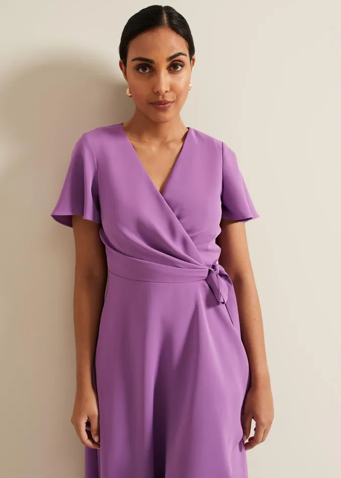 Phase Eight Dresses Petite Julissa Frill Wrap Dress Purple 8211 Women