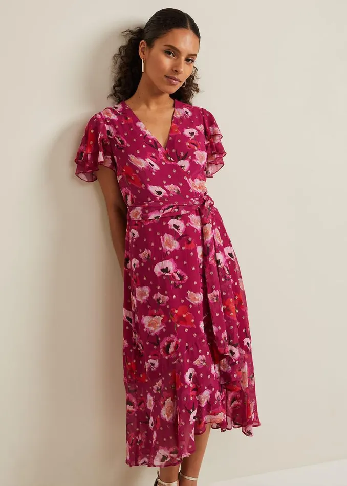 Phase Eight Dresses Petite Nadine Ruffle Print Dress Multicoloured 8211 Women