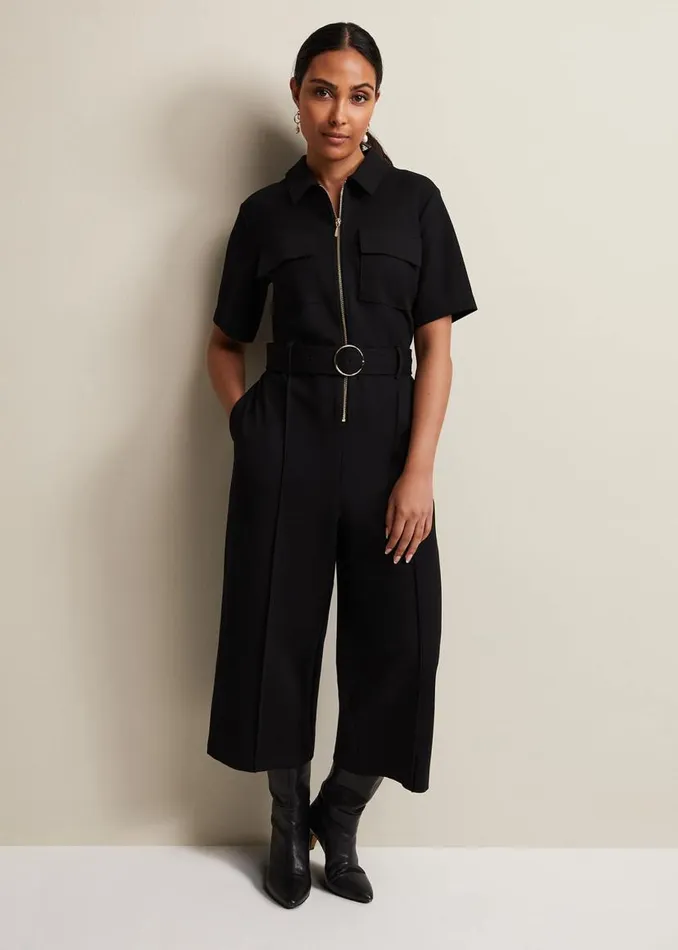 Phase Eight Dresses Petite Polly Black Zip Jumpsuit Black 8211 Women