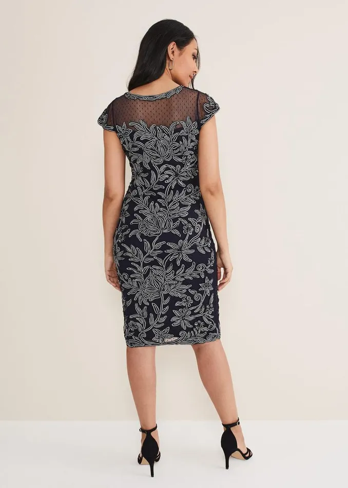 Phase Eight Dresses Petite Zila Tapework Dress Navyivory 8211 Women