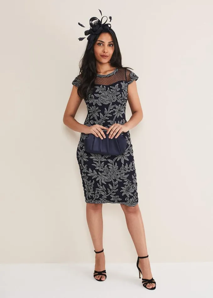 Phase Eight Dresses Petite Zila Tapework Dress Navyivory 8211 Women