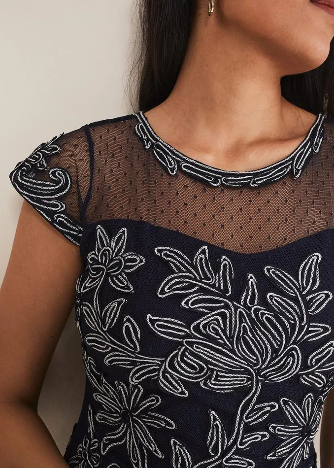 Phase Eight Dresses Petite Zila Tapework Dress Navyivory 8211 Women