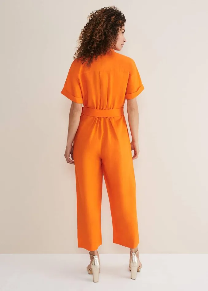 Phase Eight Dresses Pria Linen Jumpsuit Orange 8211 Women