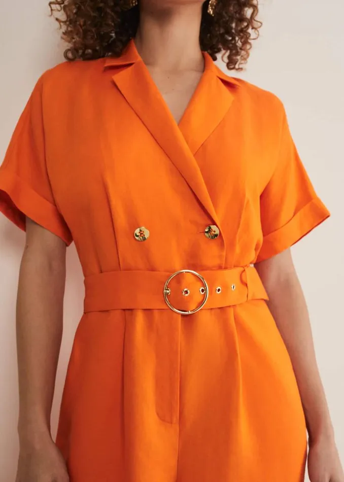 Phase Eight Dresses Pria Linen Jumpsuit Orange 8211 Women