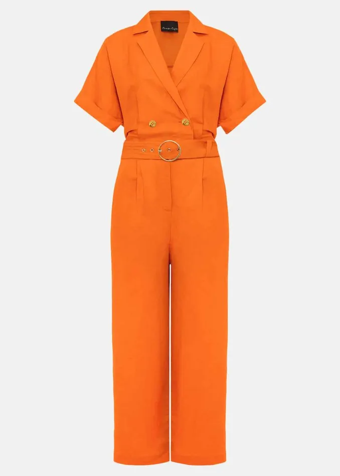 Phase Eight Dresses Pria Linen Jumpsuit Orange 8211 Women