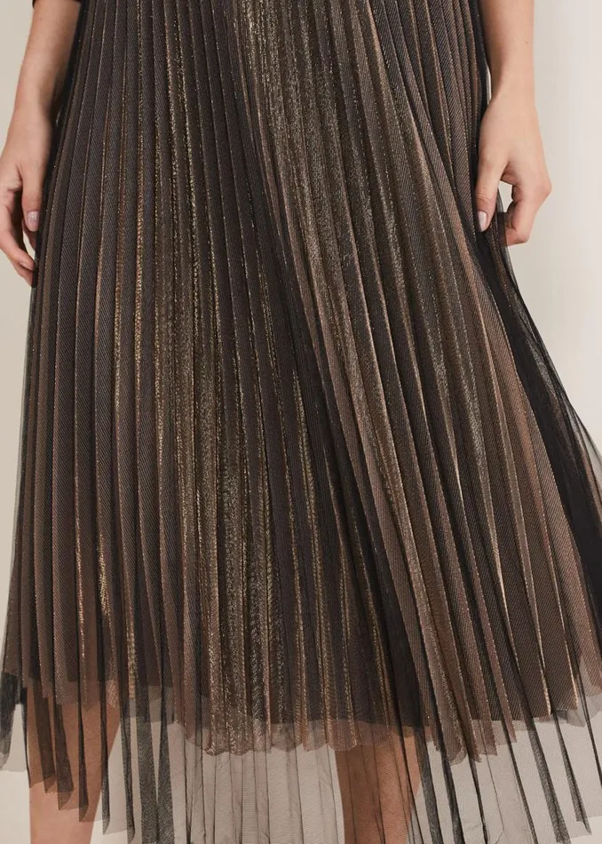 Phase Eight Dresses Rayen Pleated Mesh Skirt Dress Rose Gold 8211 Women