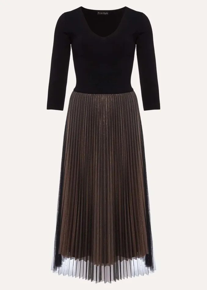 Phase Eight Dresses Rayen Pleated Mesh Skirt Dress Rose Gold 8211 Women