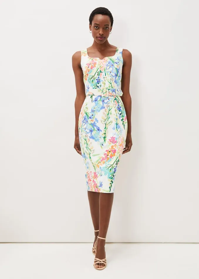 Phase Eight Dresses Serina Floral Midi Dress Ivory Multi 8211 Women