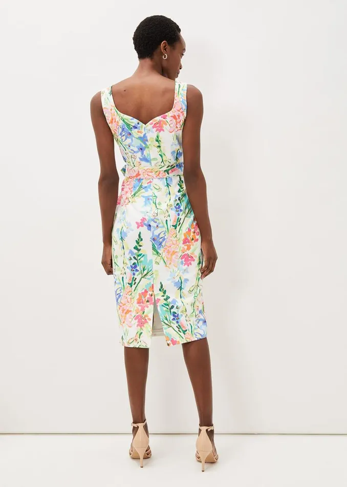 Phase Eight Dresses Serina Floral Midi Dress Ivory Multi 8211 Women
