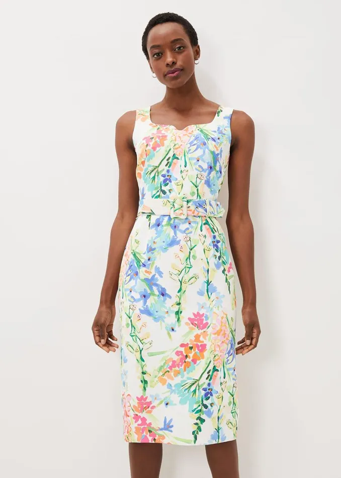 Phase Eight Dresses Serina Floral Midi Dress Ivory Multi 8211 Women