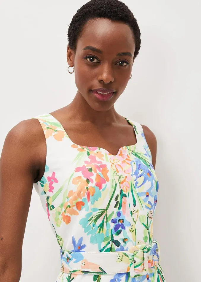 Phase Eight Dresses Serina Floral Midi Dress Ivory Multi 8211 Women