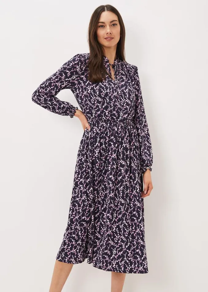 Phase Eight Dresses Shay Floral Midi Dress Purplepink 8211 Women