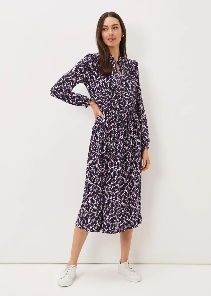 Phase Eight Dresses Shay Floral Midi Dress Purplepink 8211 Women