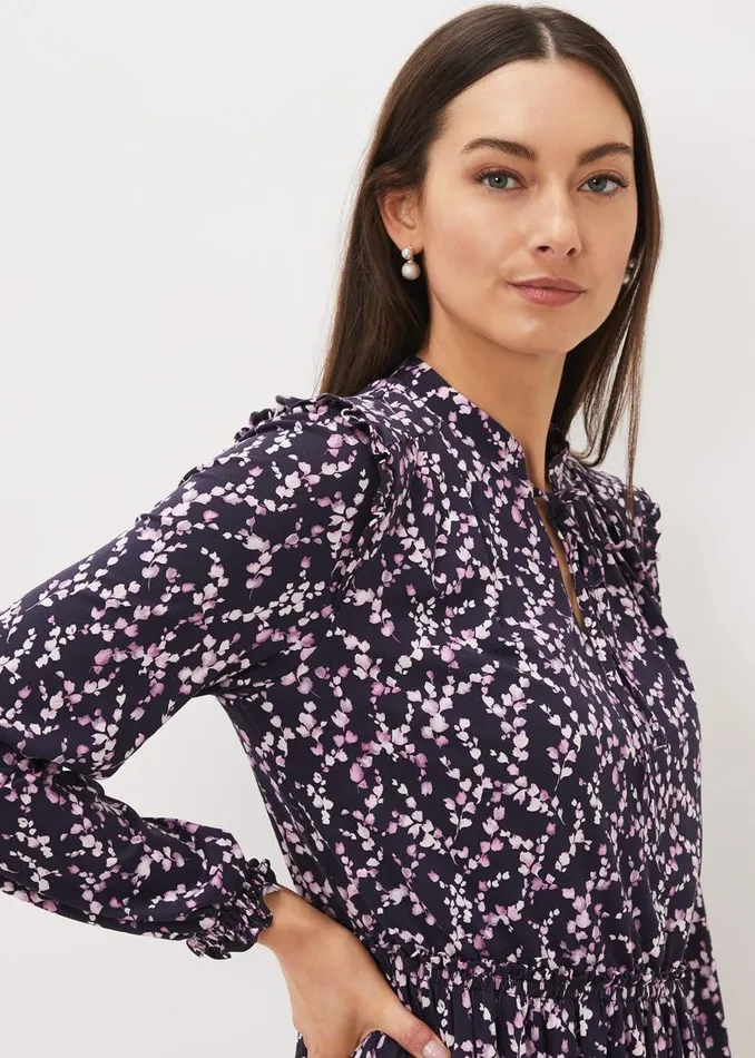 Phase Eight Dresses Shay Floral Midi Dress Purplepink 8211 Women