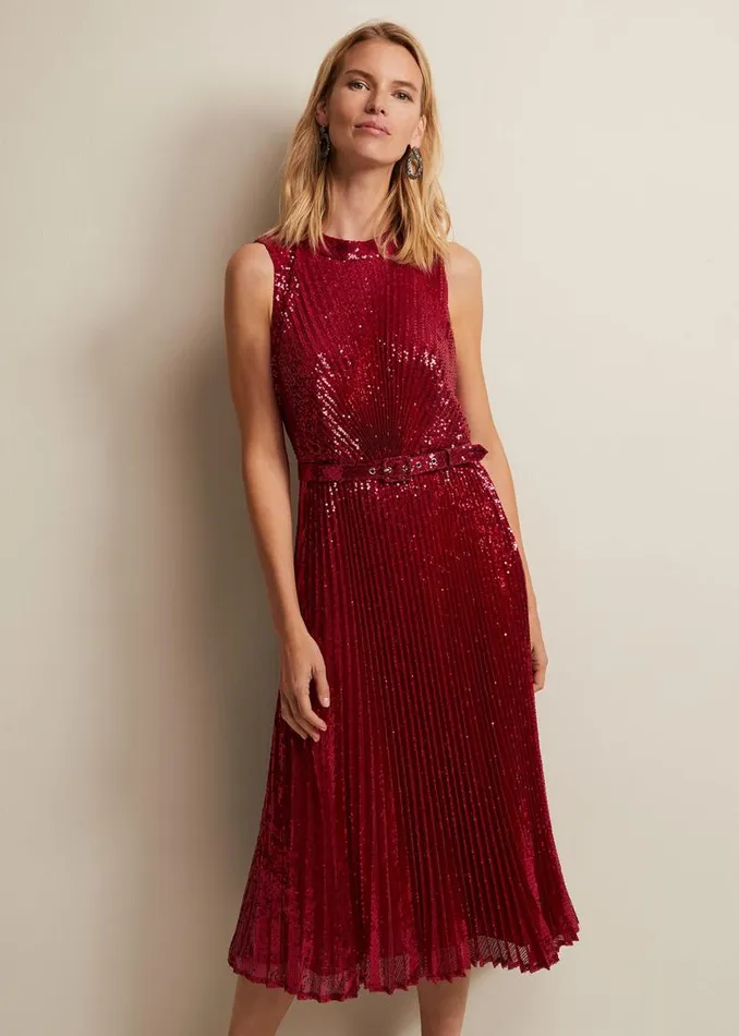 Phase Eight Dresses Simara Pink Sequin Midi Dress Pink 8211 Women