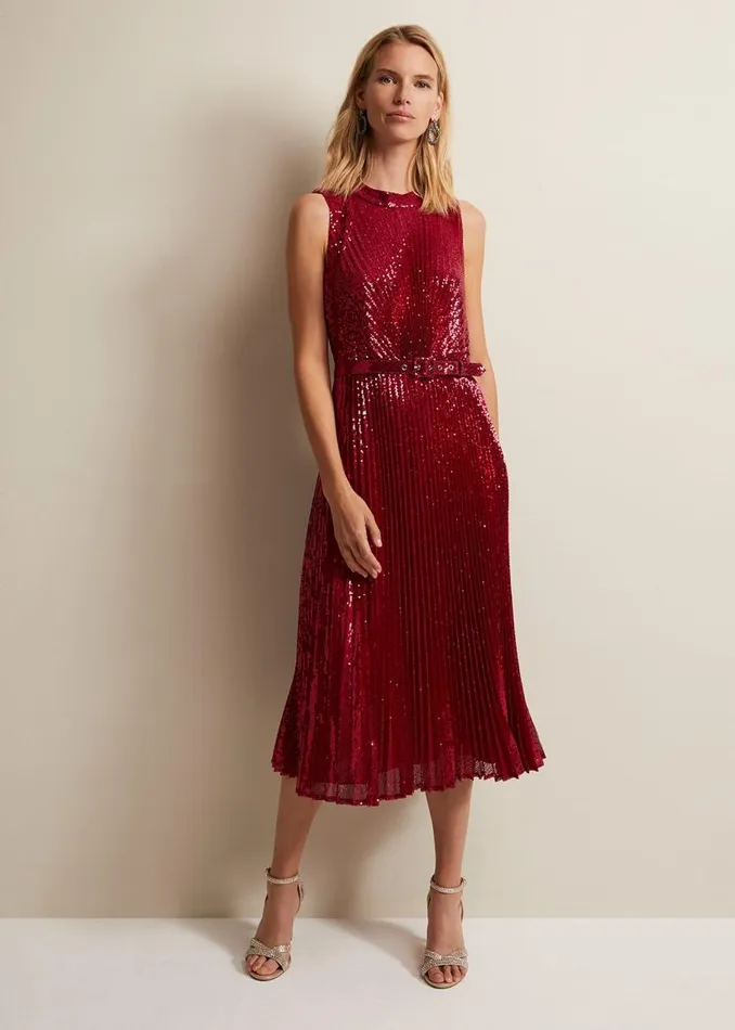 Phase Eight Dresses Simara Pink Sequin Midi Dress Pink 8211 Women