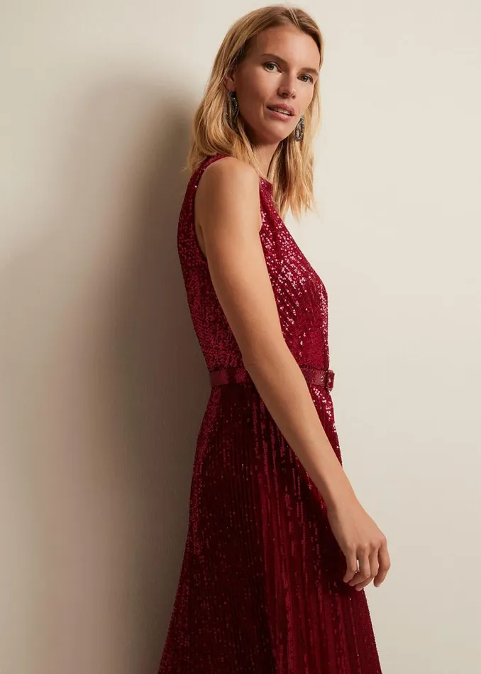 Phase Eight Dresses Simara Pink Sequin Midi Dress Pink 8211 Women