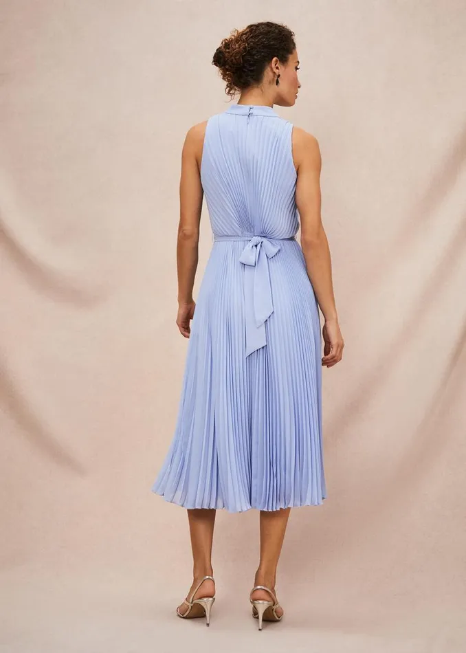 Phase Eight Dresses Simara Pleated Midi Dress Cornflower 8211 Women
