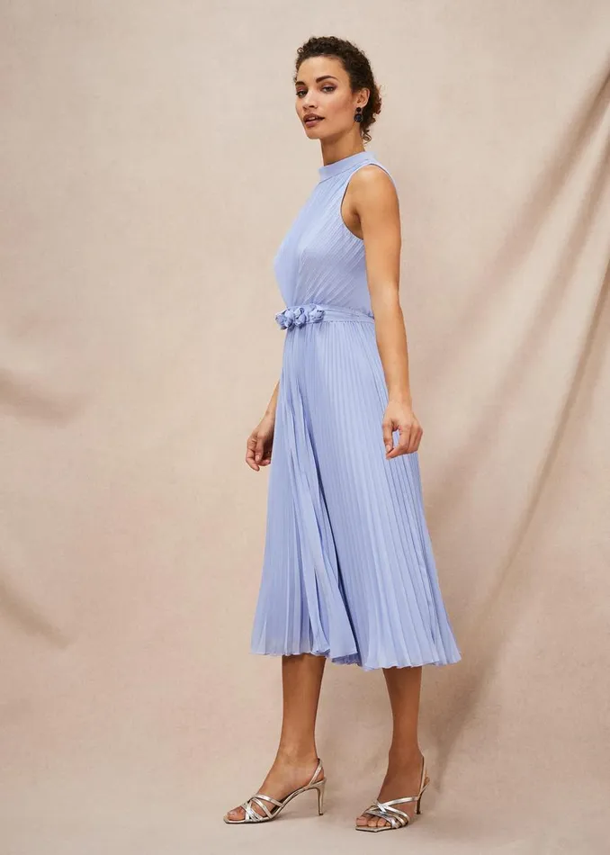Phase Eight Dresses Simara Pleated Midi Dress Cornflower 8211 Women