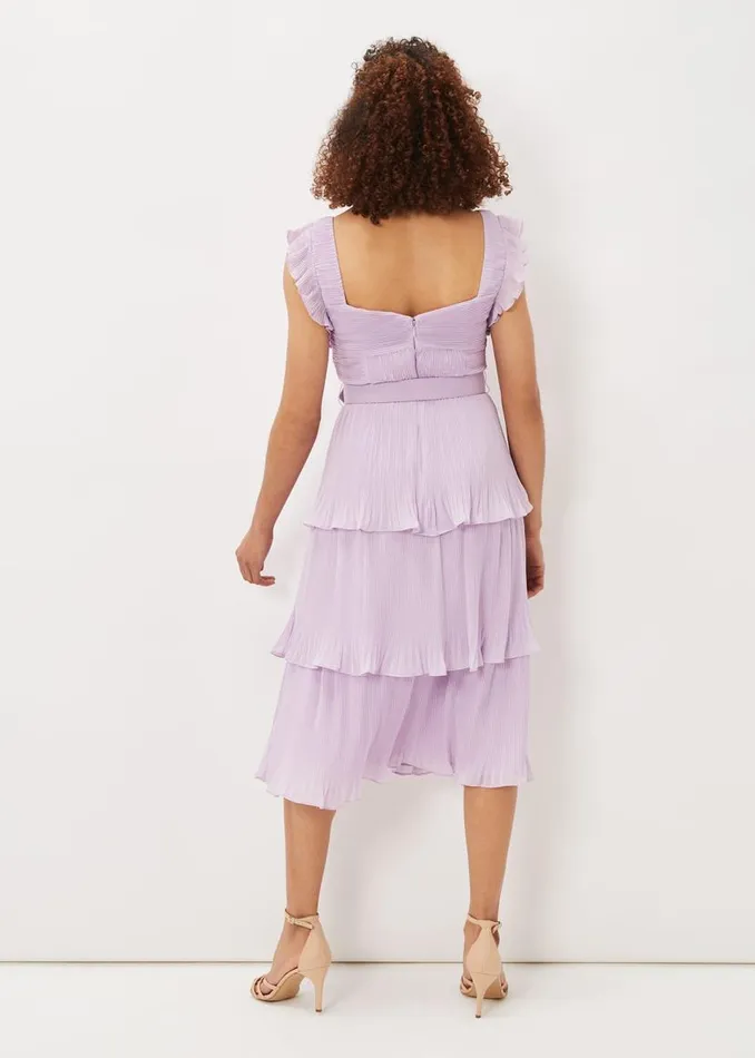 Phase Eight Dresses Skyler Pleated Tiered Midi Dress Lilac 8211 Women